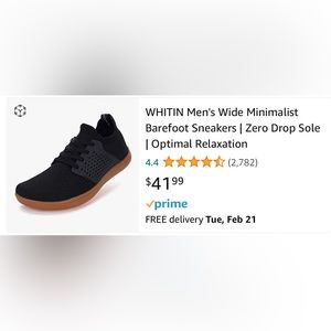WHITIN Men's Wide Minimalist Barefoot Sneakers Zero Drop Sole Optimal Relaxation